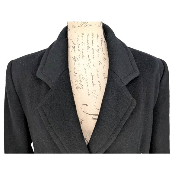 VTG Womens Black Wool Coat LARGE Gold Military Style Buttons Double Breasted - Picture 7 of 13